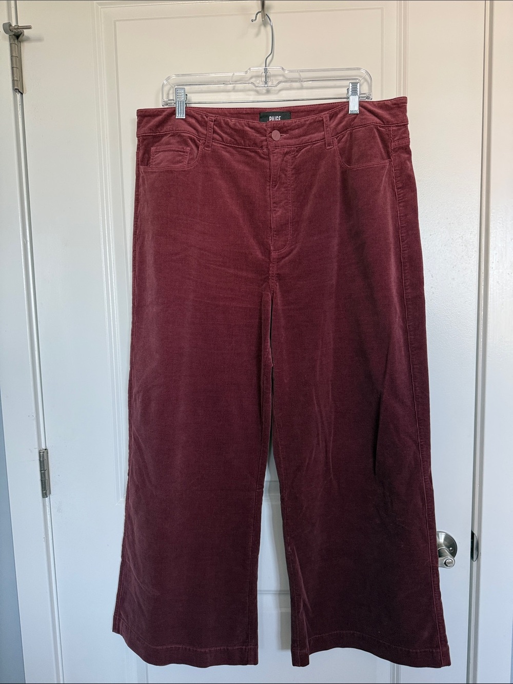Paige Anessa Corduroy Wide-Leg Pants in Burgundy